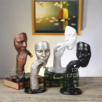 ERMAKOVA Retro Fumător Figurina Mediator Sculptura Abstractă Creativ Om de Fumat Trabuc Statuie Rășină Biroul de Acasă Decorare Cadou