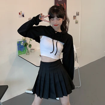 Hanorace Femei Harajuku Topuri De Cultură Mozaic Elegant Populare Femei Kpop Tricoul Skinny, Pulovere Neregulate Kawaii Haine Noi
