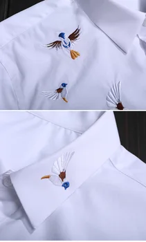 New classic original broderie men ' s cămașă de moda maneca lunga camasi albe barbati high end solidă tricou de bumbac de sex masculin combinezon camisa