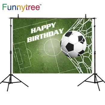 Funnytree Teren De Fotbal De Fotbal De Fundal Fericit Ziua De Nastere Băiat Decor Petrecere Copil De Dus Fundal Photocall Photozone Banner