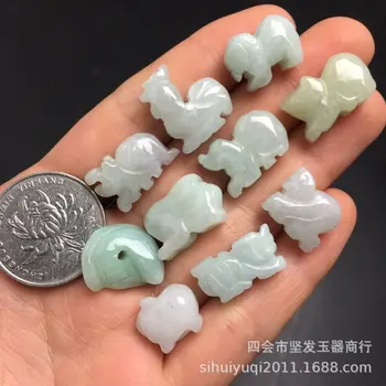 Un set DIY Naturale de Smarald Zodiac Chinezesc Pandantiv Colier Moda Bijuterii ccessories Sculptate de Mână, Bărbat, Femeie mulet Cadouri