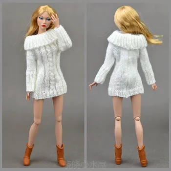 Noi 2017 Iarnă Pulover 4 Culori De Moda De Îmbrăcăminte De Bumbac Lână Costum De Haine Pentru 1/6 Jucarie Papusa Barbie
