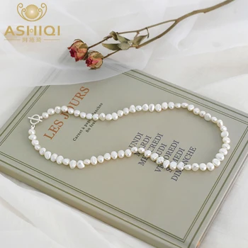 ASHIQI Naturale de apă Dulce Pearl OT Incuietoare Colier Argint 925 bijuterii pentru femei, cadou