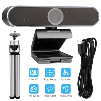 4K HD Webcam 8MP Înregistrare Video cu Focalizare Fixă Calculator, aparat de Fotografiat USB Web Camera pentru Desktop PC Laptop Construi în Dublu Microfon