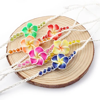 6pcs Amestecat Colorat Floare Plumeria Lut Prietenie Manual Cablu Împletit Brățări Surf Frumoase Bijuterii