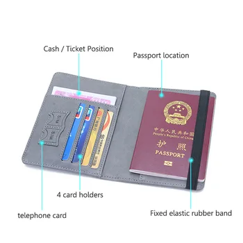 RFID Epocă de Afaceri Pașaport Acoperă Titularul Portofele Multi-Funcție de Titularul Cardului Femei Bărbați Călătorie Portofel Slim Mici Posete Vallet