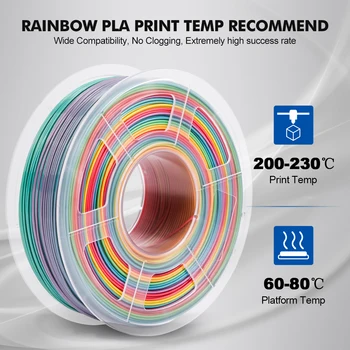Noul Curcubeu PLA Filament de Plastic Pentru Imprimantă 3D cu Filament 2 KG PLA Plastic PETG cu Incandescență Non-toxice Cadouri Pentru Iubit