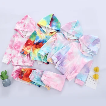 Casual Fete Pentru Copii Haine Set Tie Dye Print Copil Maneca Lunga, Hanorace Bluze Topuri Pantaloni Toddler Girls Îmbrăcăminte