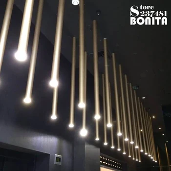 Led droplight pod modern perdeaua de lumini pentru sala de mese de Mic tub lung cilindru Rotund tub aluminiu negru cablu lampă de pandantiv