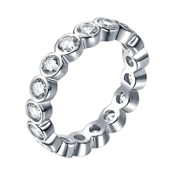 Real Argint 925 inel pentru Femei Bijuterii de Moda-Un rând AAA CZ Logodnă, petrecere de nunta inele de Dimensiune 5-10 Bague femme