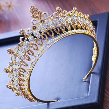 Fierbinte de Vânzare de Aur de Cristal Doamnelor Regina Tiara Baroc Stras Coroana Femei de Mireasa Diademe pentru Mirese Cap Decoratiuni LB