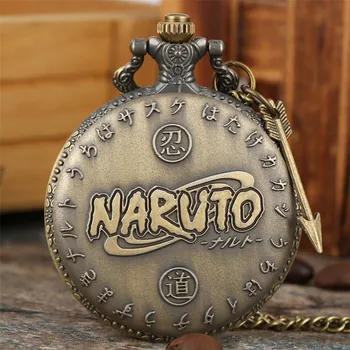 Naruto Anime Japonez Tema Cuarț Ceas De Buzunar Bronz De Epocă Pandantiv Ceas Punk Retro Colier Ceas Cadouri Student Băiat Fete