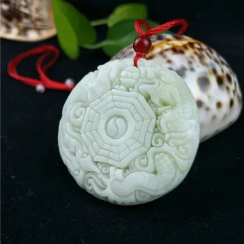 Chineză Naturale Jad Alb Dragon Phoenix Pandantiv Colier Moda Farmec Bijuterii Accesorii Sculptate Amuleta Cadouri pentru Femei Barbati