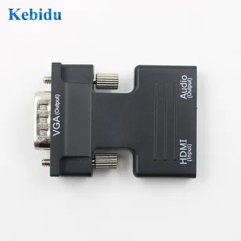 KEBIDU compatibil HDMI la VGA/3.5 mm Audio Jack Convertor Adaptor de la Femeie la Bărbat Înaltă Fidelitate HD 1080p Audio Semnal Video