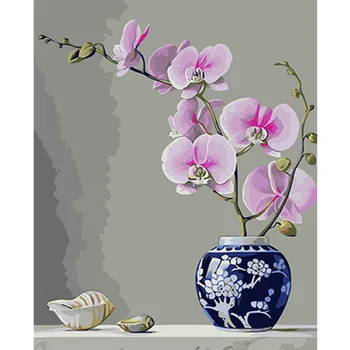 Vopsele De Numere Floare floare de Prune 40x50 60x75cm Poze Pictură în Ulei De Numere Set Cadou Colorat De Numere Panza Perete Set