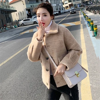 De înaltă Calitate Imitație de blană de nurcă de Catifea Sacou Femei Toamna Iarna coreean Single-breasted Solid Scurte, topuri Tricotate Femei valul H500