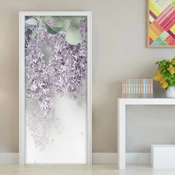 Flori violet Creative Poster 3D Autocolante Decor Acasă PVC autoadezive Ușa de Artă Murală Decalcomanii de Perete Tapet Camera de zi