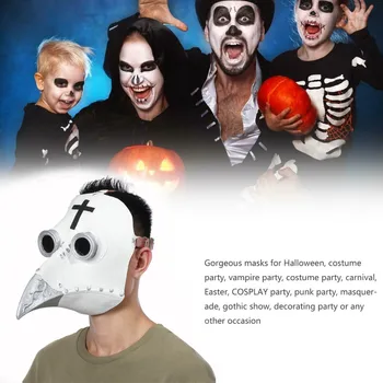 Anti-praf Protecție Halloween Ciuma Doctor Mască de Latex Nas Lung Cioc de Pasăre Cioara Cosplay Steampunk Accesorii de Halloween