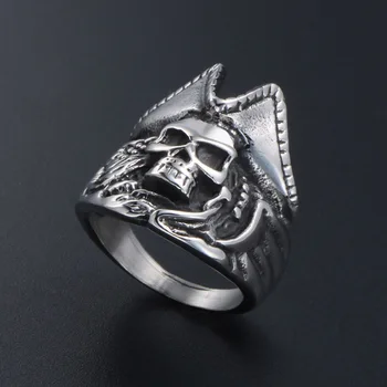 Hemiston Punk, Hip-Hop Timid Drăguț Caraibe Pirate Skull Ring Inel de Oțel Titan Moda Personalitate Bărbați Inel de Mână