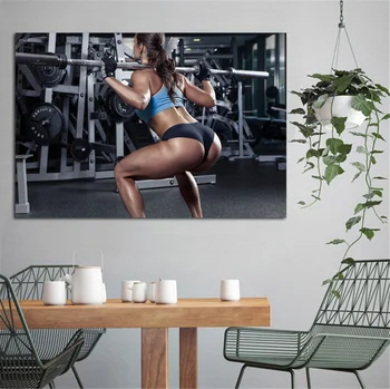 Picioare antrenament sală de gimnastică feminin, fată de fitness YR251 cameră acasa arta de perete decor lemn cadru poster