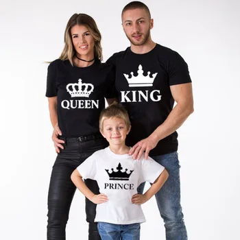 Unisex Maneca Scurta din Bumbac Tricou Streetwear Vara Familie de Potrivire Haine Fiul și Fiica Tricou Regele Regina Tatăl Mama Topuri