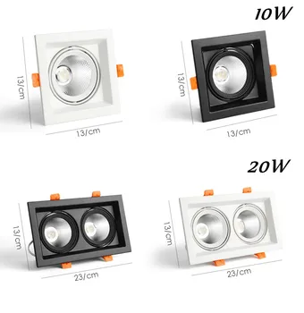 1buc COB Spoturi cu LED-uri 10w 20w Suprafata Montat estompat LED Lămpi de Tavan Lumina la fața Locului pătrat de Rotație Spoturi cu LED-uri