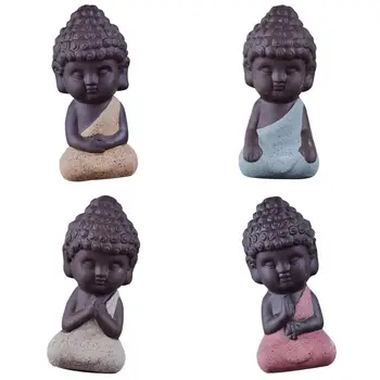4buc Dragut Statuie a lui Buddha Călugăr Figurina Copil Creativ Meserii Păpuși Ornamente Cadou Chineză Delicate Ceramice Arte și Meserii