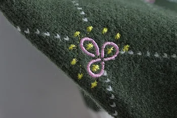 Toamna Iarna Nou Stil Echipajul Gât Verde Broderie Flori Femei Tricotaje Cardigan Pulover Haina stil coreean Purta Curren
