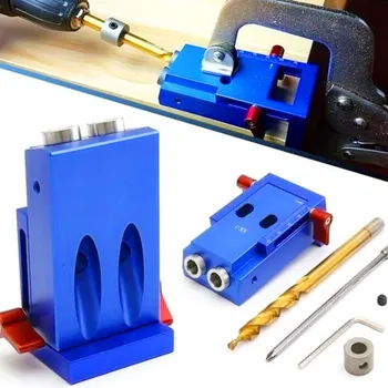 Aluminiu Mini Buzunar Stil Gaura Jig Kit Sistem pentru prelucrarea Lemnului Șurubelniță Bit cu Buzunar Bujii Șuruburi de Lemn Gaura Locator