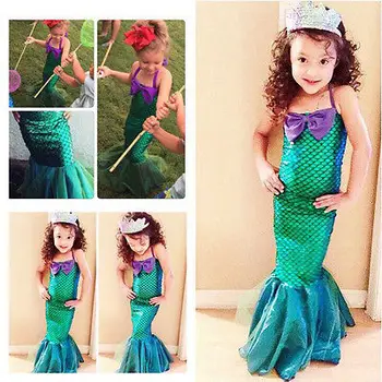 Copii Ariel Sequin Mica Sirena Set Fete Printesa Rochie de Petrecere, Costume coada de sirena printesa ariel Dress