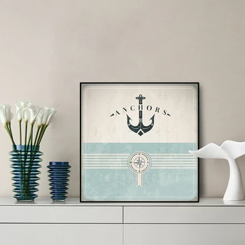 Laeacco Marina Nautical Barcă Cu Pânze Ancora Panza Pictura Postere Si Printuri Poze Pepinieră Pentru Dormitor Decor Camera Pentru Copii Decor