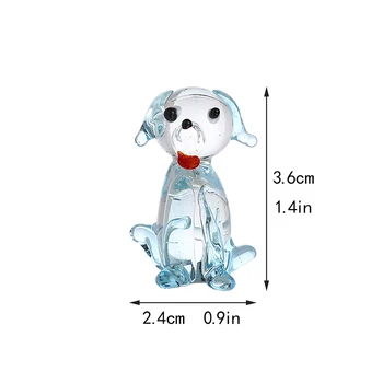 H&D Set de 6 Pahar in Miniatura Figura Câine Mână cu sufletul la gură Sticla de Murano Arta Animale de Companie Figurine Desktop Acasă Decor de Colectie Cadouri