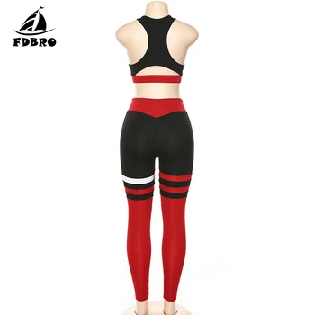 FDBRO Yoga Set pentru Femei Trening Mozaic de Funcționare de Fitness, Jogging, tricou, Jambiere Costum de Sport Sală de Sport Haine de Antrenament S-L