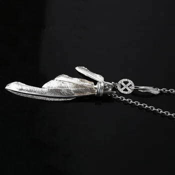 Femei Barbati Colier Reale Argint 925 Pene de Vultur Pandantiv Lanț Colier Cadou bijuterii Boemia 2020 New Sosire N21