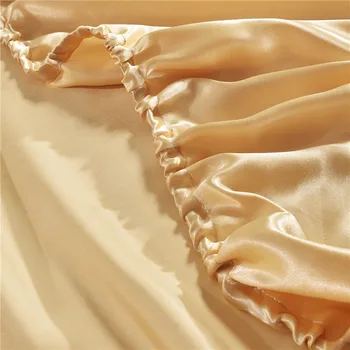 Luxuriant Satin de Mătase Faux Montate Foaie Solid de Culoare Aur Gri Saltea Protector Elastic Drap Housse de Matela NE-a UNIT Dimensiunea 32