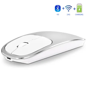 Zienstar Reîncărcabilă 2.4 GHz Wireless Mouse Bluetooth,Dual Mode Ultra-Subțire Tăcut Soareci Compatibil cu Apple Mac,Laptop,Calculator