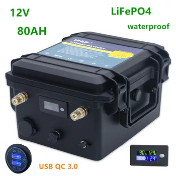 12v Lifepo4 baterie 80ah lifepo4 12v 80ah litiu baterie rezistent la apa baterie pentru elice de barcă/motor,energie solară,RV