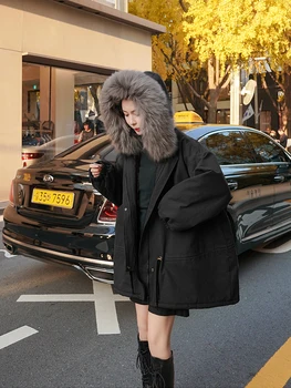 2020 Iarnă În Jos Jacheta Femei De Înaltă Calitate De Femeie Sacou Haina Cald Slim Jacket Coreeană Stil Preppy Mare Guler De Blana Haine De Bumbac