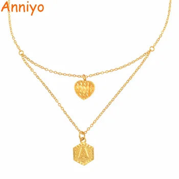 Anniyo O-Z Litere de Aur de Culoare Charm Pandantiv Coliere pentru Femei Fete engleză Inițială Alfabetul Lanț de Bijuterii Cadouri #140606