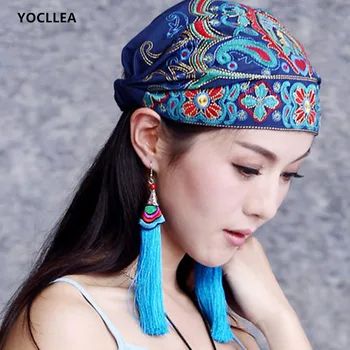 Primavara Toamna Casual Vintage Chelioși Palaria pentru femei Reglabil Hip hop Capace Chineză Broderie de Bumbac Căciuli Cap Pălării de sex feminin