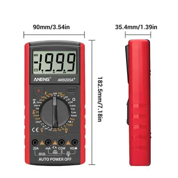 AN9205A+ LCD Multimetru Digital Voltmetru Ampermetru Tester Rezistență Anti-burn B85C