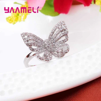 Animale Drăguț Mic Spumante Fluture Care Zboară Forma Argint 925 Inele Pentru Femei, Cadou De Crăciun Cină Surpriză