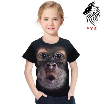2-13Y Copii Haine de Vară Maimuță Amuzant Cimpanzeu tipar Digital 3D Baiat cu Maneci Scurte T-shirt pentru Fata Topuri Tricouri Îmbrăcăminte pentru copii