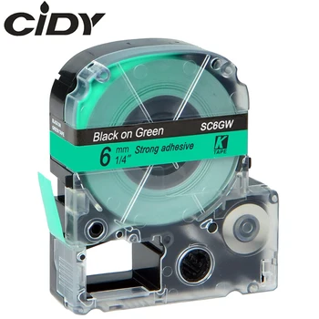 CIDY 6mm Negru pe Verde SC6GW/ LC-2GBW9 LC-2GBW LC 2GBW LC2GBW compatibil eticheta casete pentru kingjim imprimante pentru LW300 LW400