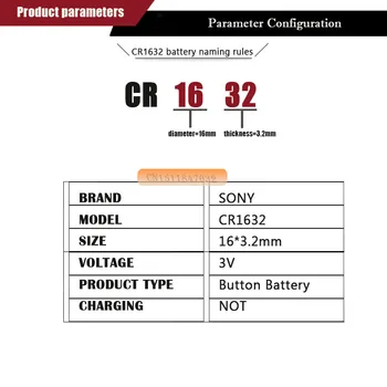 20buc Sony Original CR1632 Buton Baterie Pentru Ceas Cheie de la Distanță Masina cr 1632 ECR1632 GPCR1632 3v Baterie cu Litiu