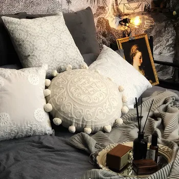 Manual lux Romantic francez, Broderie pernă Pernă, detașabil de culoare bej decor canapea pernă perne 45x45cm