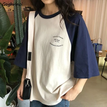 T-shirt Femei Elevii Scrisoarea Imprimate Mozaic Stil coreean Ins Pierde Personalitatea Simplu Vara Noi de Vânzare Fierbinte Estetice Teuri de Sus