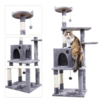 Cat Mobilier Tower Condo Mobilier Cu Pisica Dormind Protejarea Post Scratching Pisoi Animale De Companie Casa De Joaca Castel Alpinism Copac