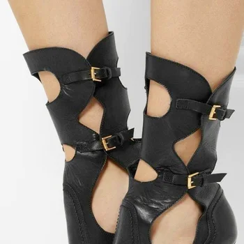 Primavara/toamna gladiator sandale de vară cizme glezna taie în cuști de echitatie cizme cu toc stiletto sexy femei pantofi de petrecere cu sireturi