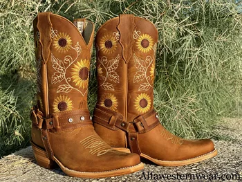 Femei cizme 2020 toc brodate de floarea-soarelui 40-43 toamna și iarna cald cizme femei pantofi